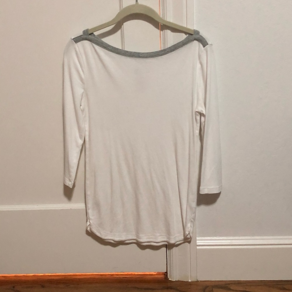 White top with gray trim